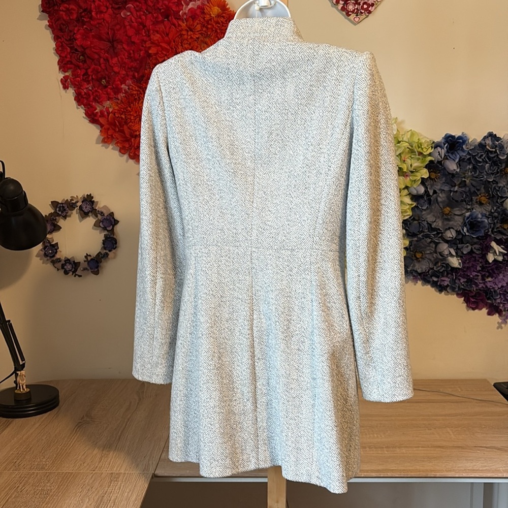 Zara Basic Light Gray Herringbone Coat Lined - image 6